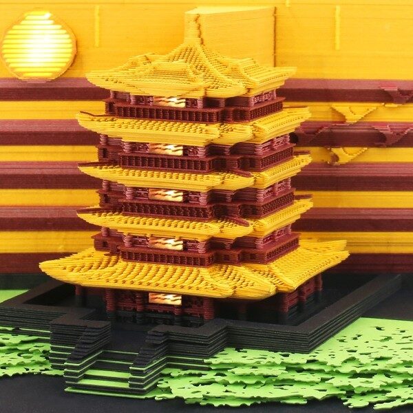 Net red three dimensional paper carving Yellow Crane Tower note book Chinese style building decoration 3D 4