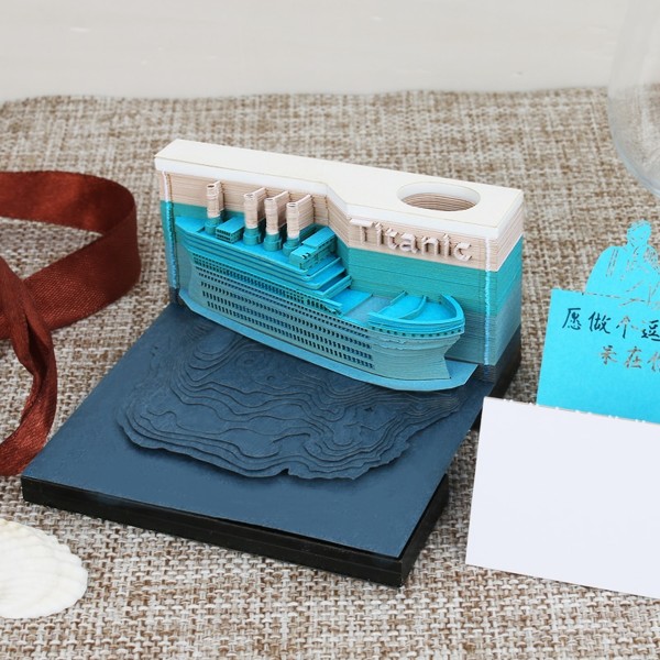 Paper Notes Writing Smoothly The Titanic Model Paper Laser Cut 3D Memo Writing Pad with Lighting 5